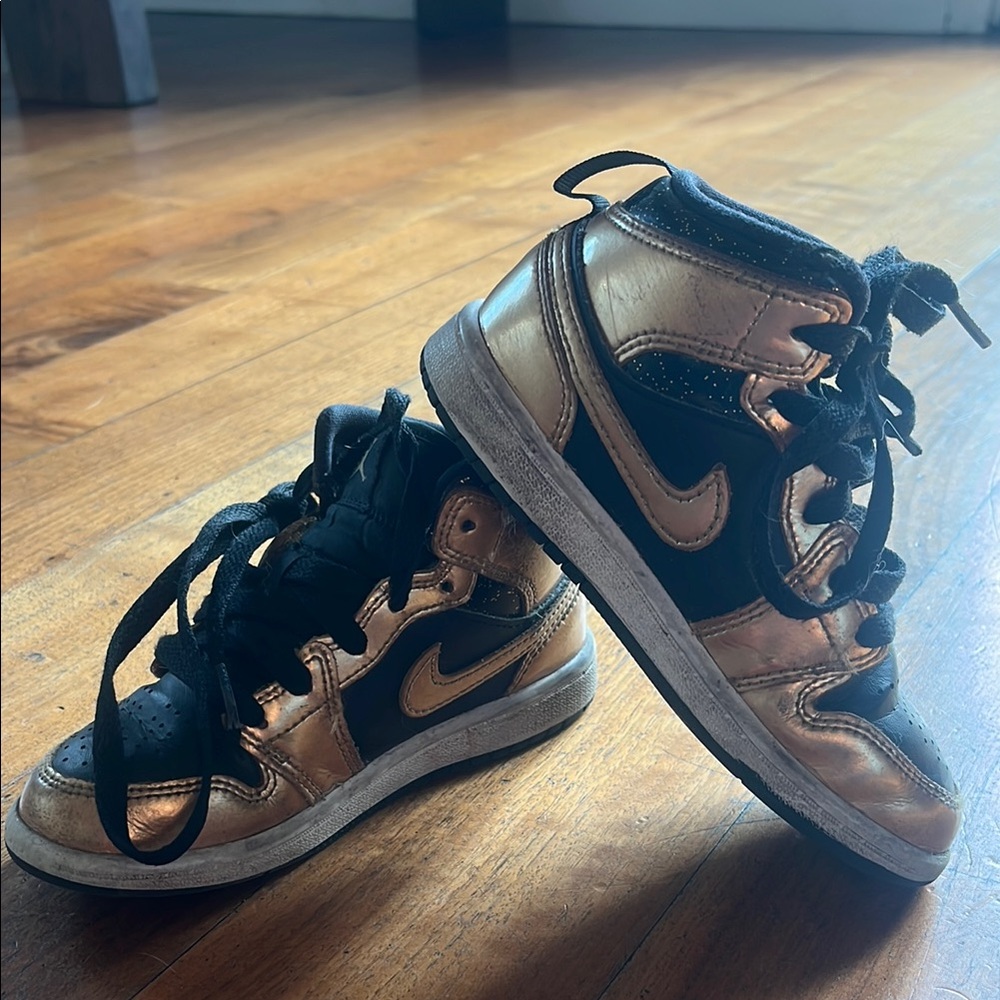 Nike Air Jordans - Kids' Black and Gold Sneakers